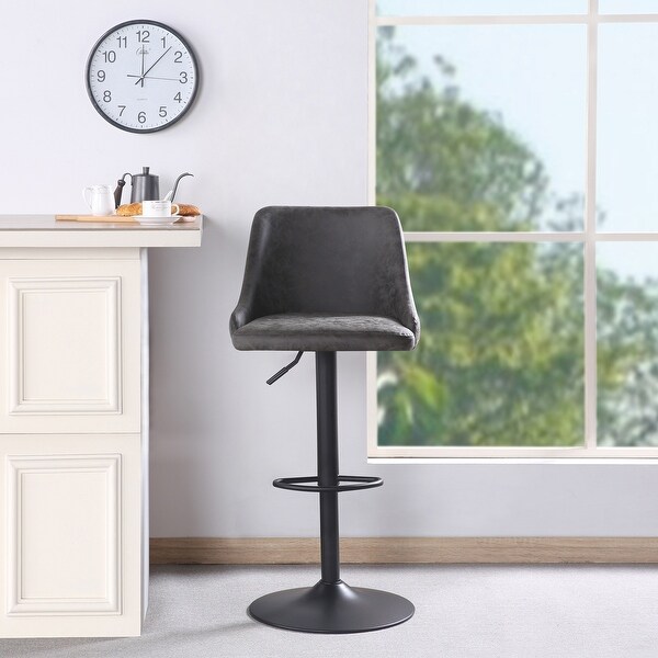 OS Home and Office Furniture Sylmar Height Adjustable Stool in Charcoal Faux Leather