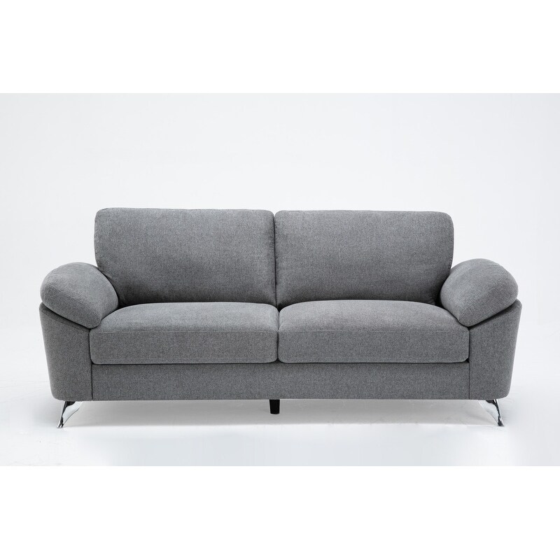 Villanelle Light Gray Linen Sofa Loveseat Chair Living Room Set