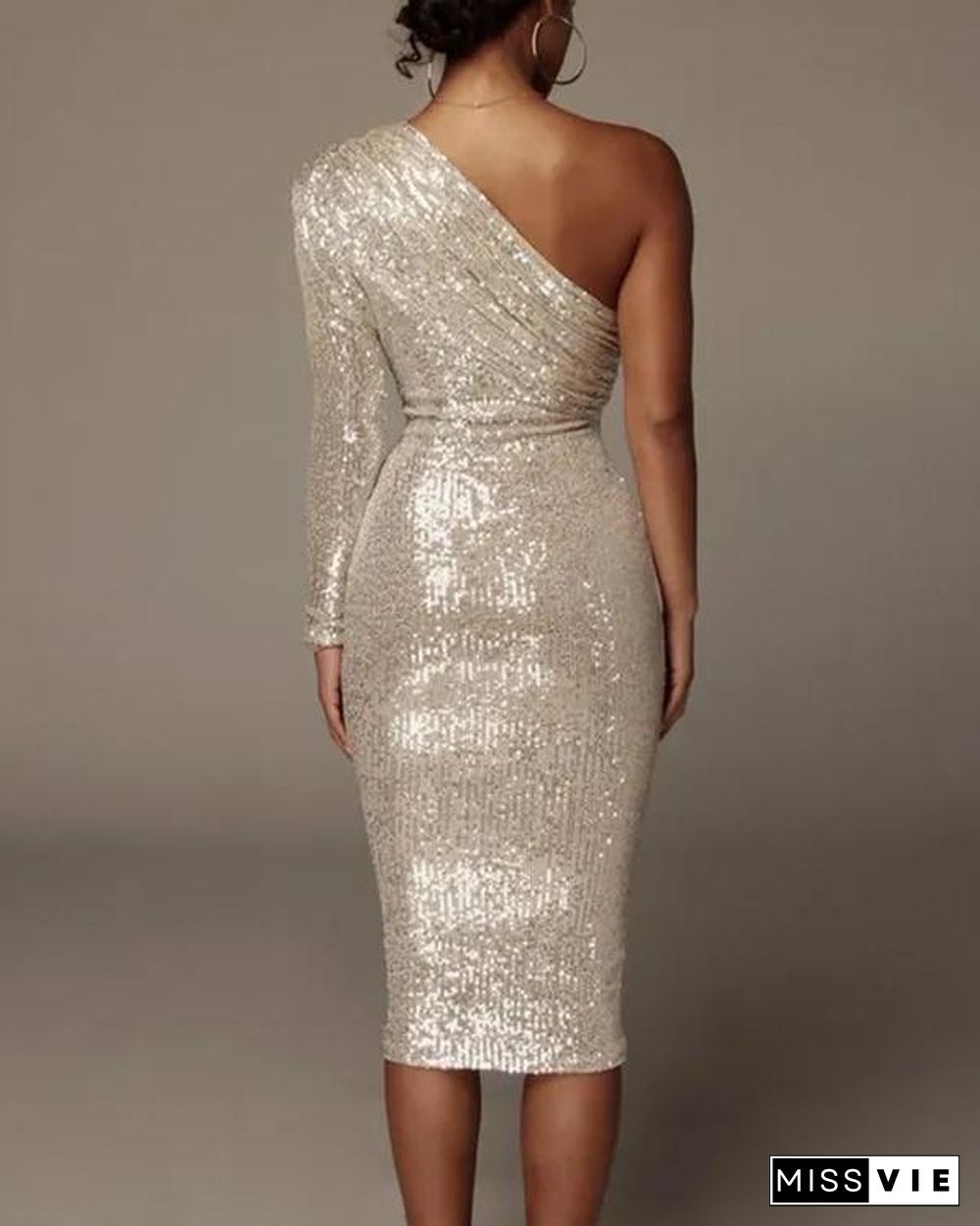 One Shoulder Sequin Party Dress