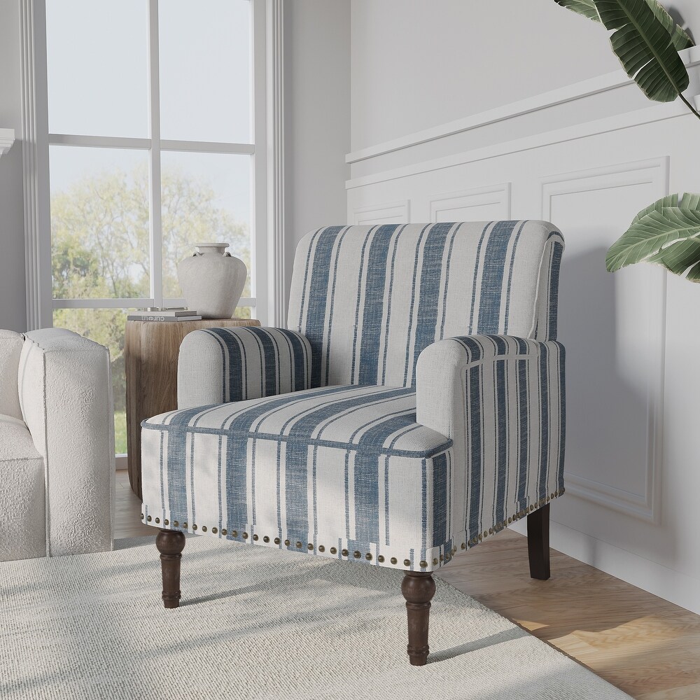 Upholstered Stripe Accent Chair Modern Armchair