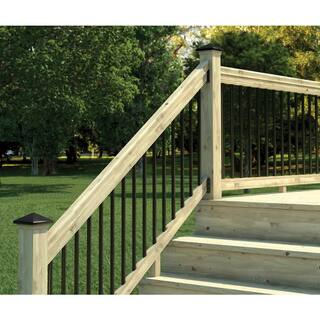 ProWood 72 in. x 33.5 in. Pressure-Treated Souther Yellow Pine Stair Railing Kit with Black Aluminum Balusters 172977