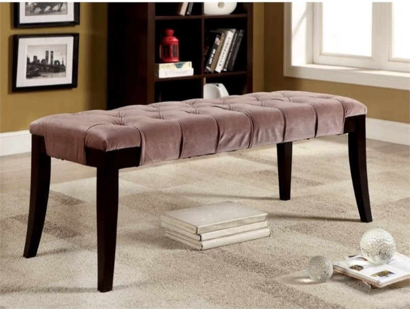 Furniture of America Dianne Contemporary Fabric Tufted Bench in Brown   Transitional   Upholstered Benches   by Homesquare  Houzz