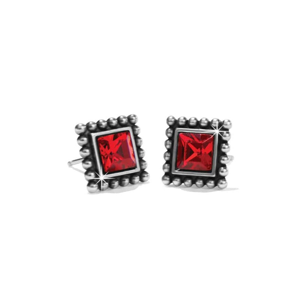 Brighton Sparkle Square Mini Post Earrings in Silver Red