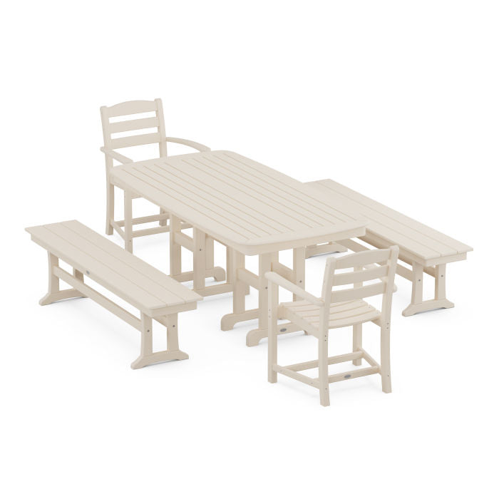 Polywood La Casa Café 5-Piece Dining Set with Benches PWS1268-1