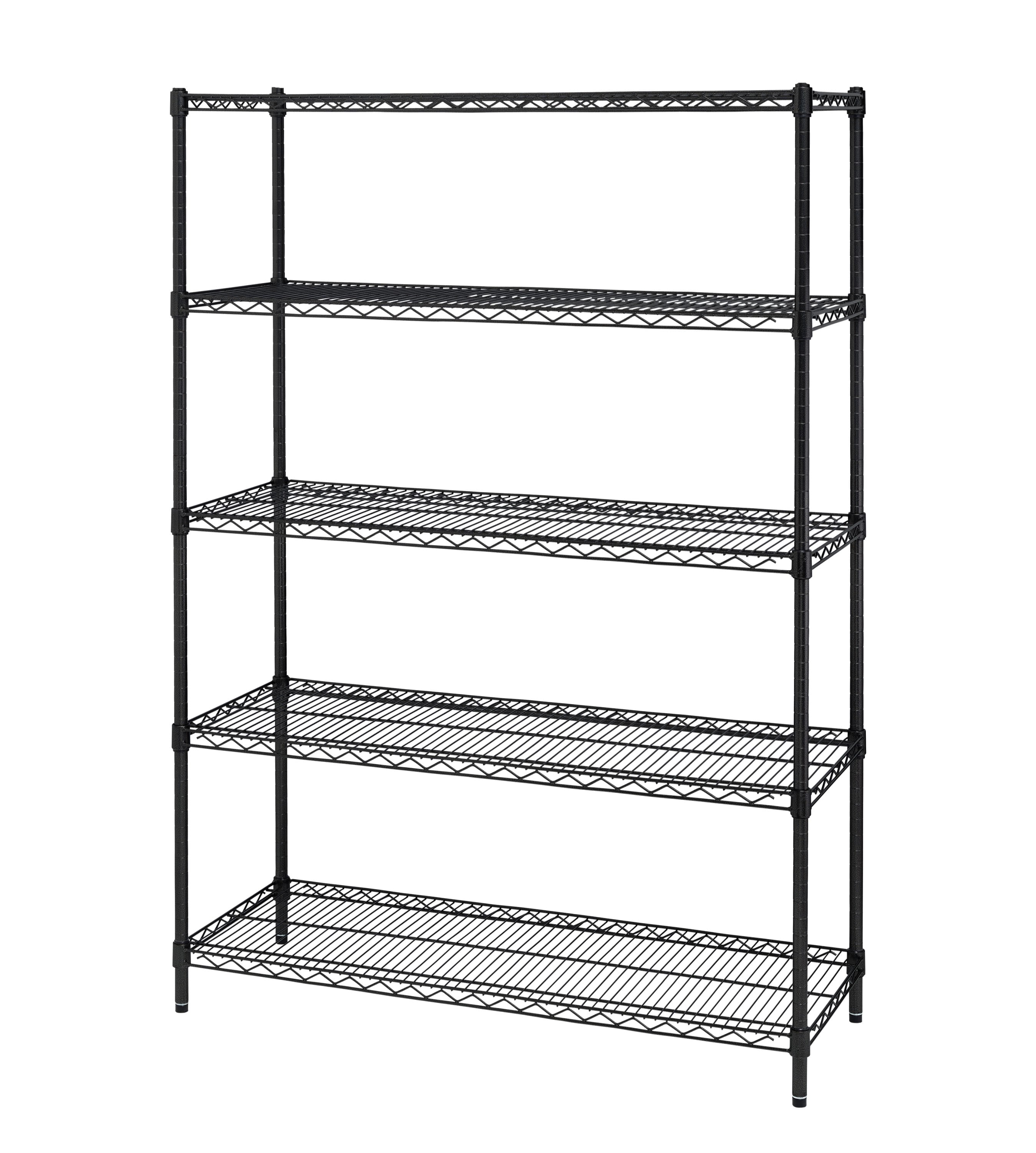 Hyper Tough Heavy Duty 5 Tier Wire Shelf, Black, 3000 lb Capacity