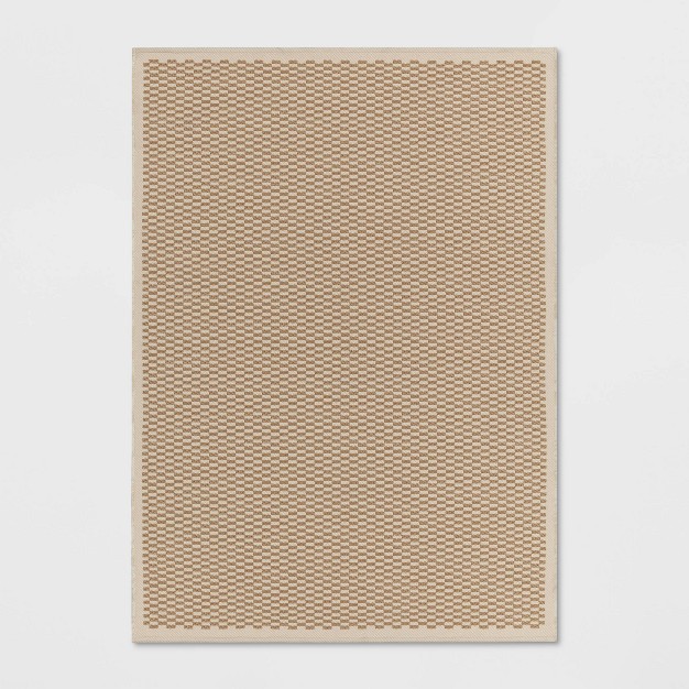 5 x27 x7 x27 Rectangular Woven Outdoor Area Rug Checkered Ivory Natural Designed With Studio Mcgee