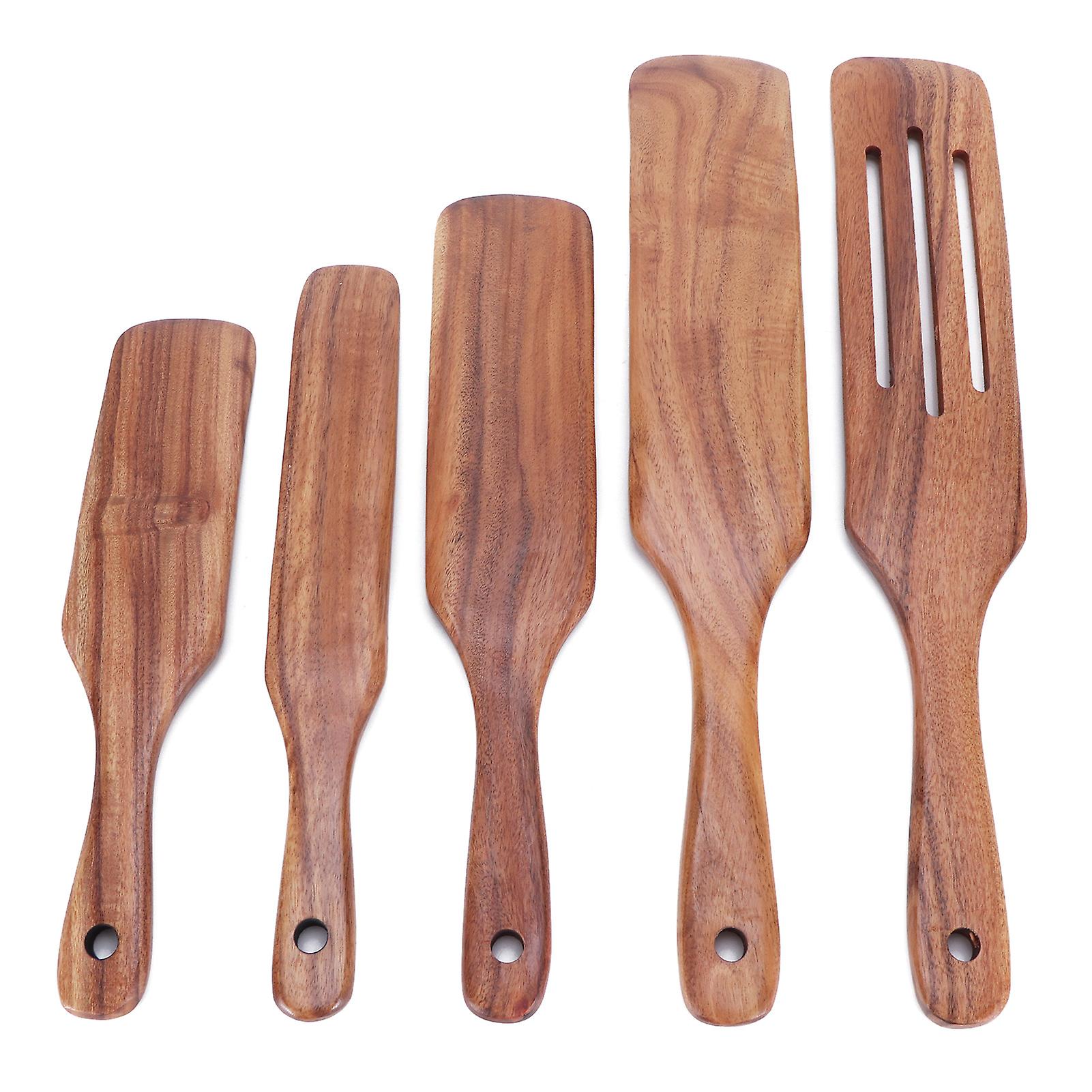 5pcs/set Wooden Spatulas Turner Cooking Utensil Kit Tableware Kitchen Accessories