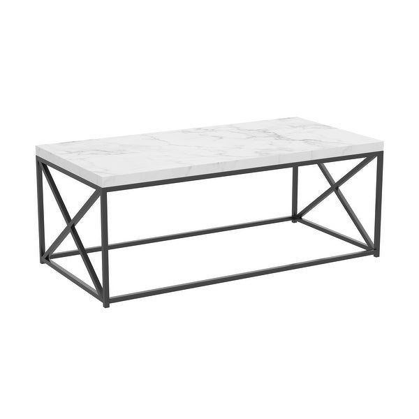 Coffee Table 44L Marble Black Metal - 44' x 22' x 17'