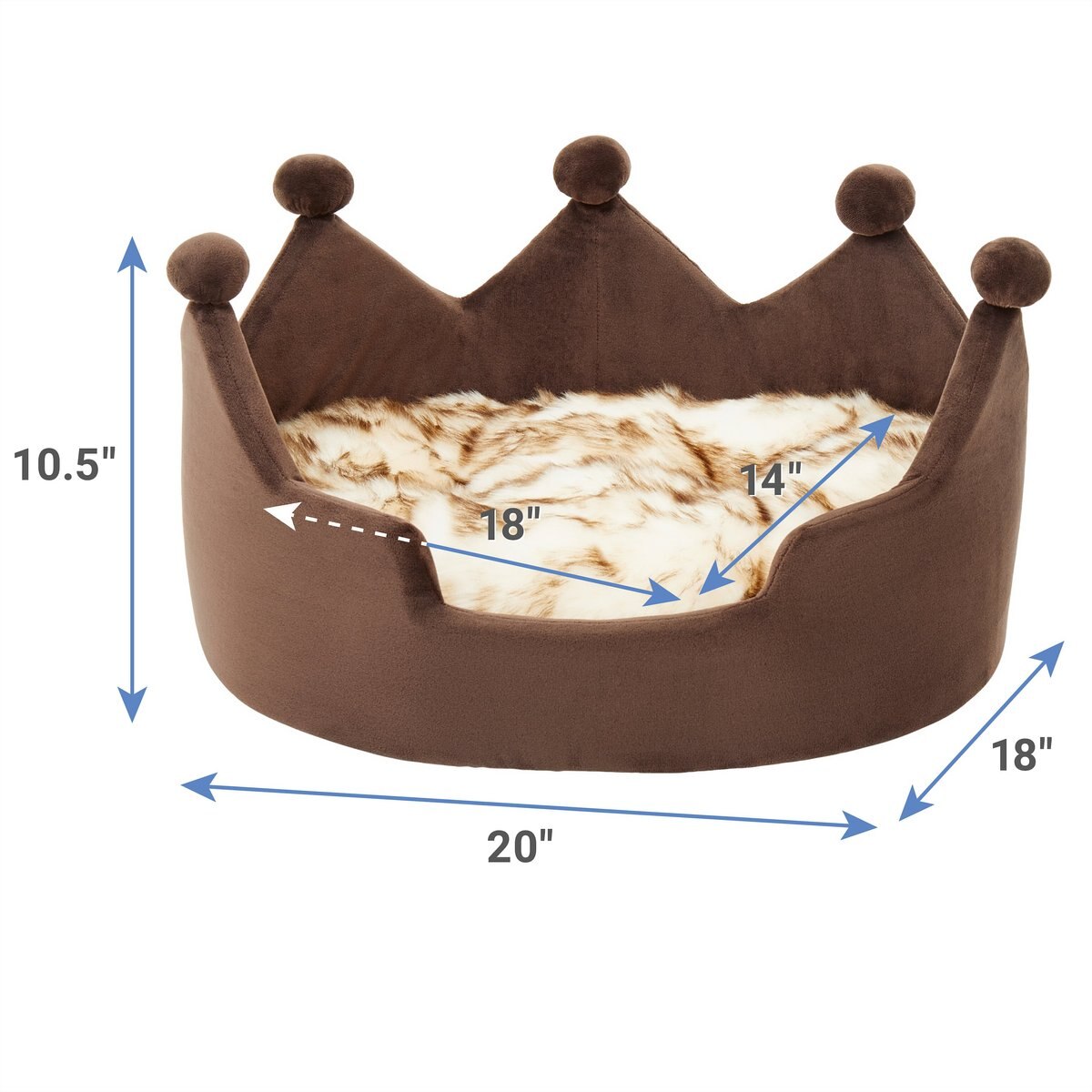 Frisco Faux Fur Crown Pillow Cat and Dog Bed