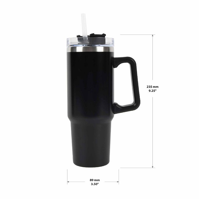 New View Gifts and Accessories Stainless Steel 30-oz. Tumbler with Straw - Black