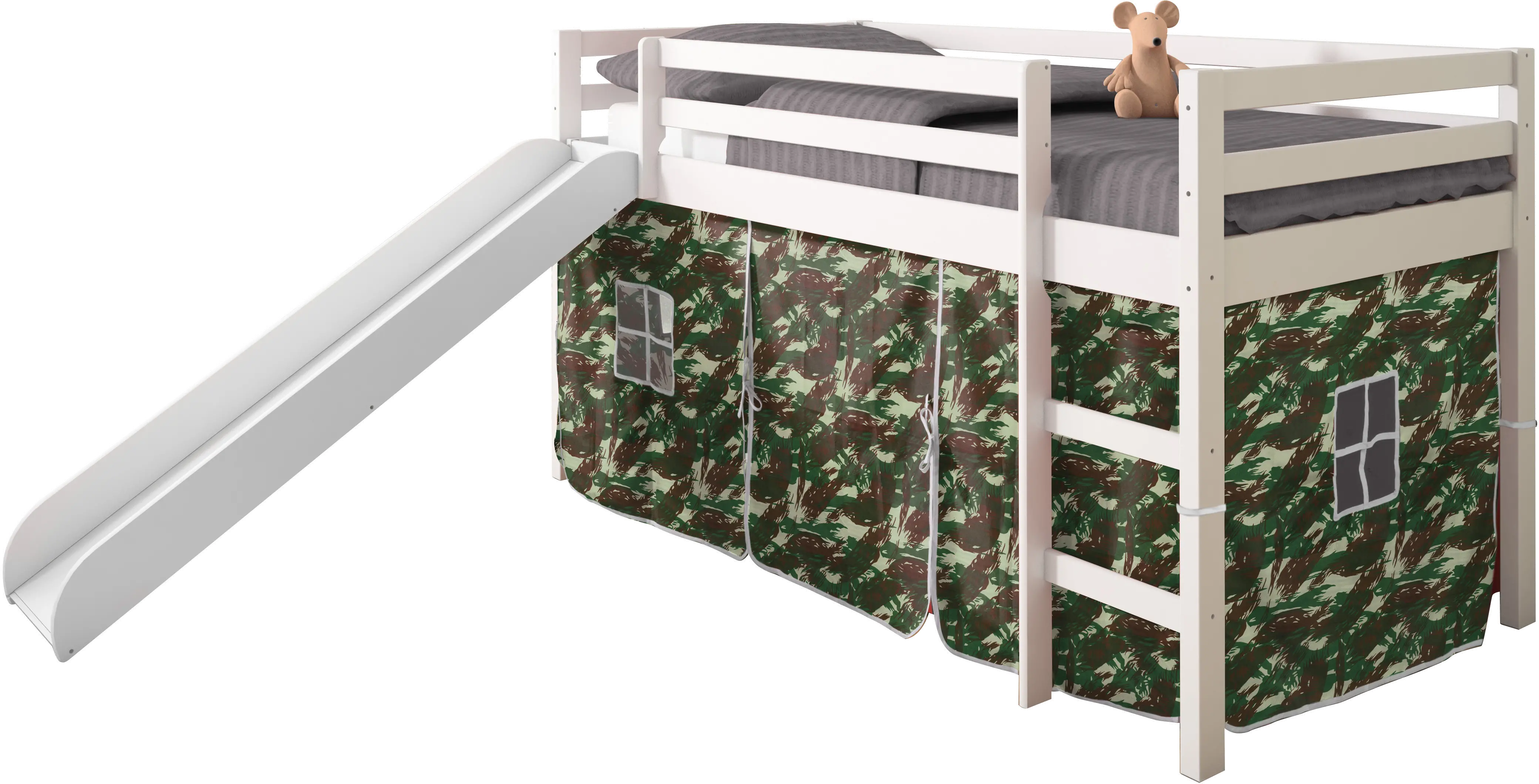 Haven White Twin Bed with Camo Tent