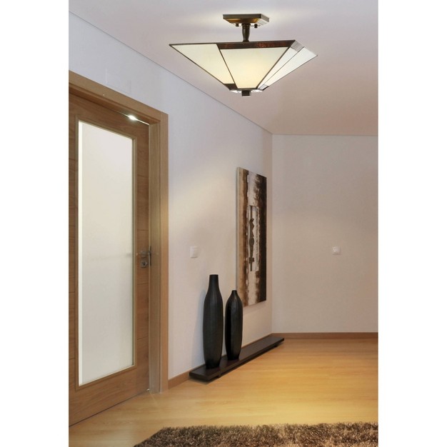 Glass metal Julian  Style Semi Flush Mount includes Energy Efficient Light Bulb White Jonathan Y