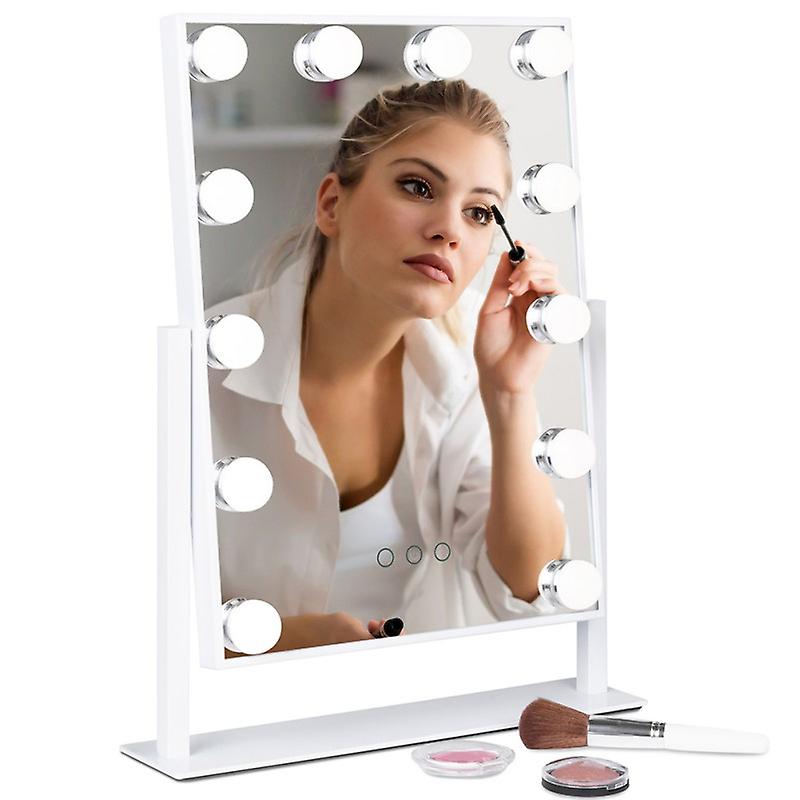 Lighted Makeup Mirror Hollywood Mirror Makeup Mirror With 12 Lights Smart Touch Control 3colors Dimable Light Detachable 10x Mag