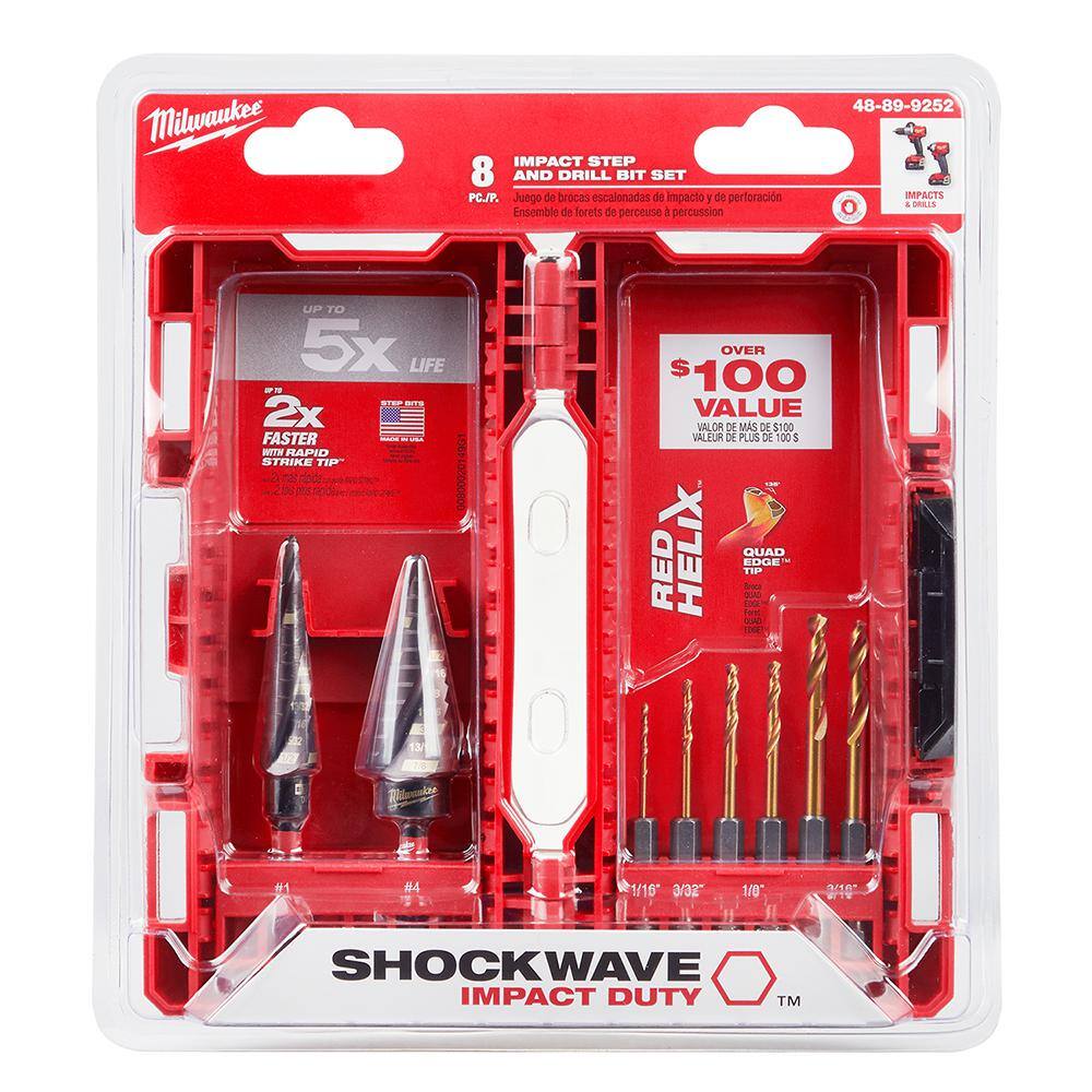 MW SHOCKWAVE Impact-Duty Titanium Step Bit Set (8-Piece) 48-89-9252