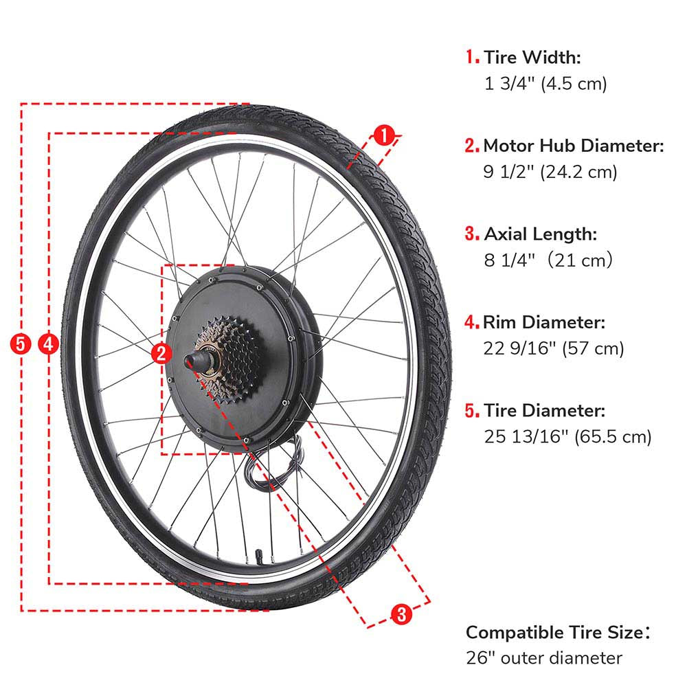 Yescom Brushless Electric Bicycle Engine, 48v 1000w Rear Wheel Hub Motor Kit