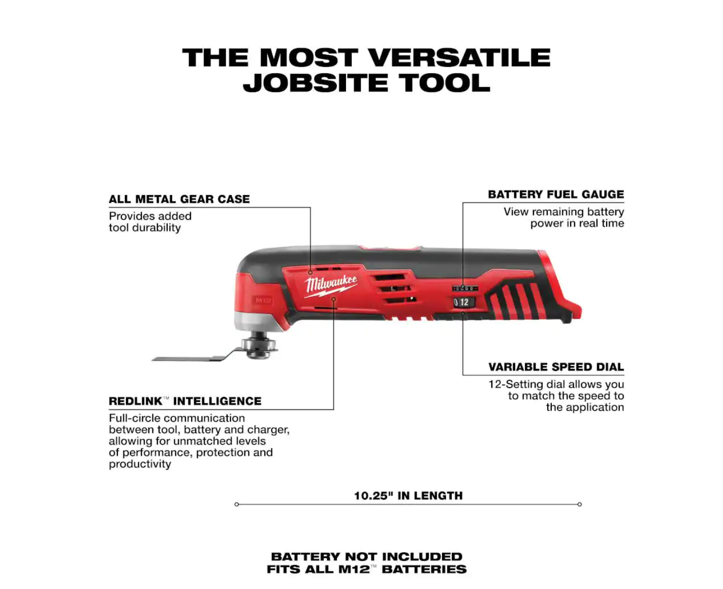 Milwaukee 2426-20 M12 12-Volt Lithium-Ion Cordless Oscillating Multi-Tool (Tool-Only)