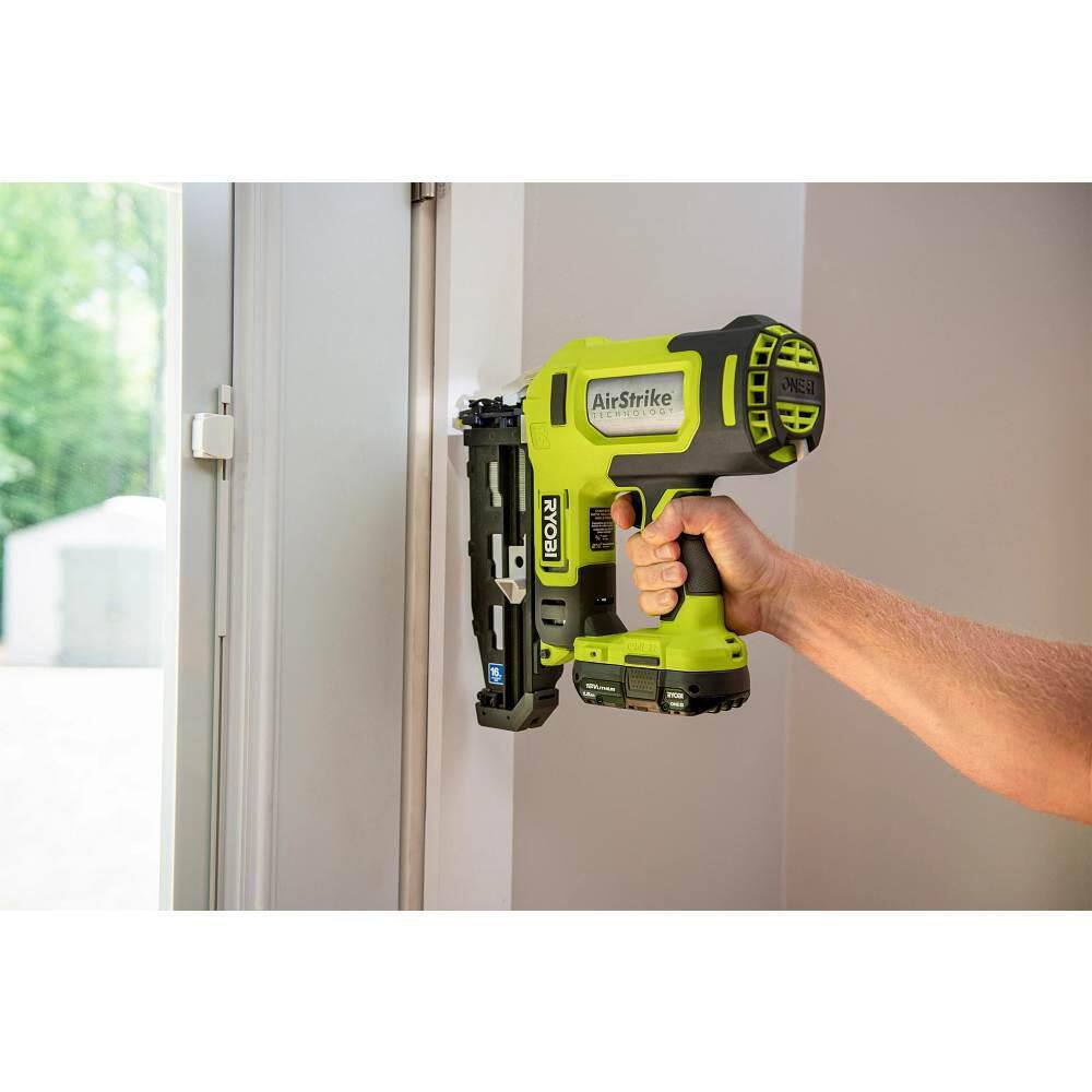 RYOBI ONE+ 18V Cordless 2-Tool Combo Kit with AirStrike 18-Gauge Brad Nailer and 16-Gauge Straight Finish Nailer (Tools Only) P321-P326