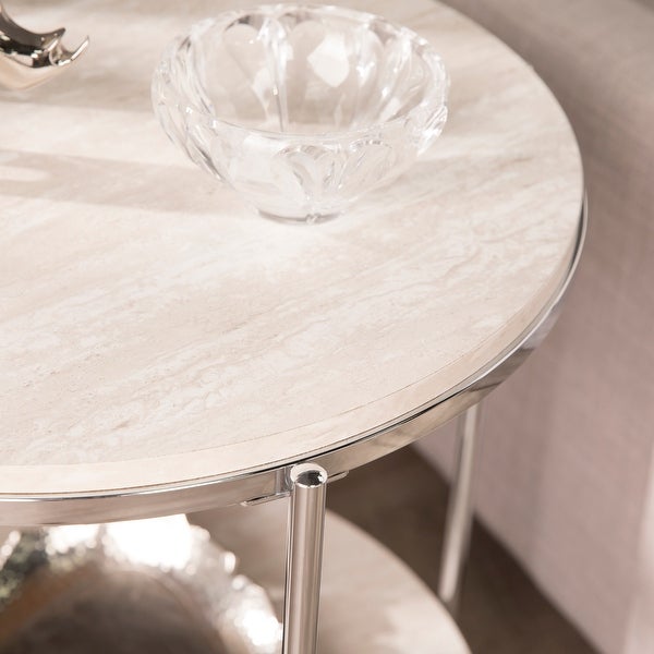 SEI Furniture Henderson Round Faux Marble Side Table