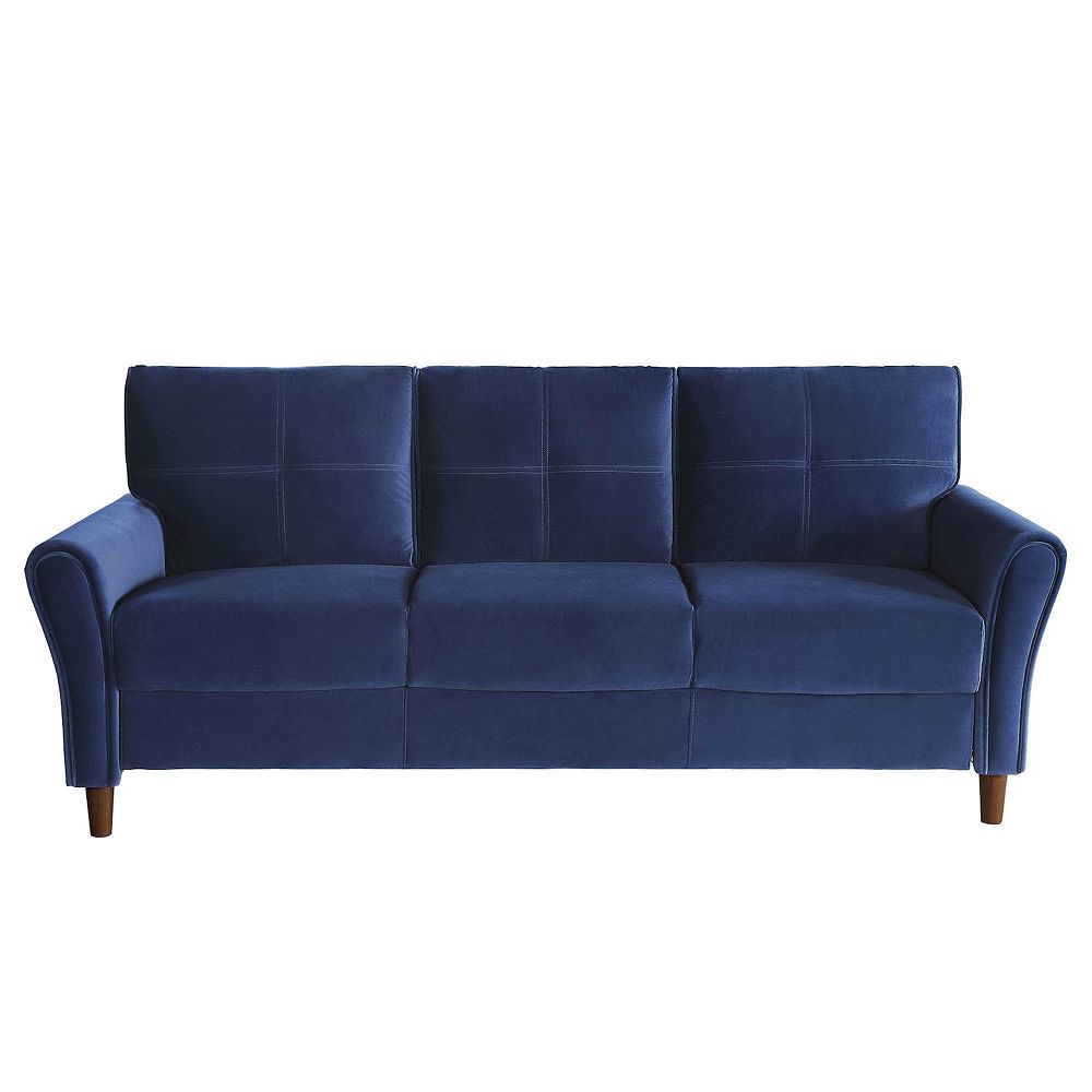 Lexicon Sofa， Exposed Wood Feet With Walnut Finish - Blue/Walnut