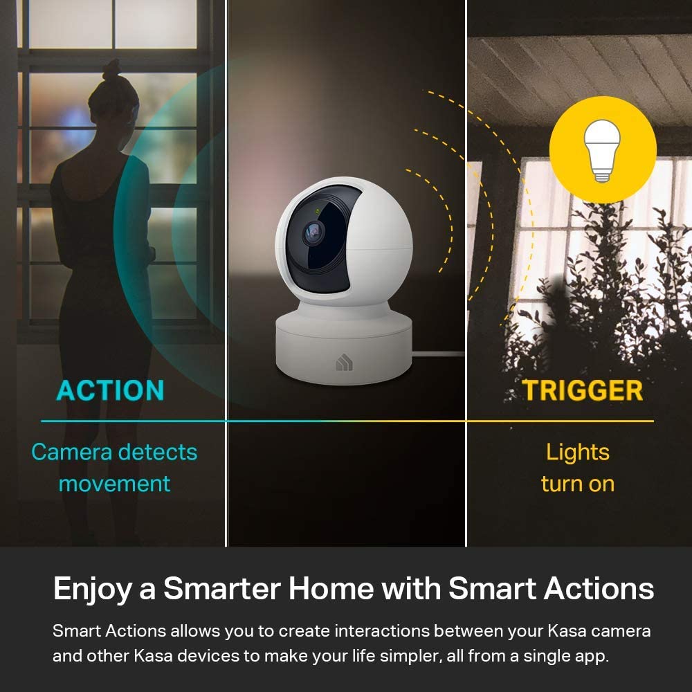 Kasa Indoor Pan/Tilt Smart Security Camera， 1080p HD Dog Camera 2.4GHz with Night Vision， Motion Detection for Baby and Pet Monitor， Cloud and SD Card Storage， Works with Alexa and Google Home (EC70)