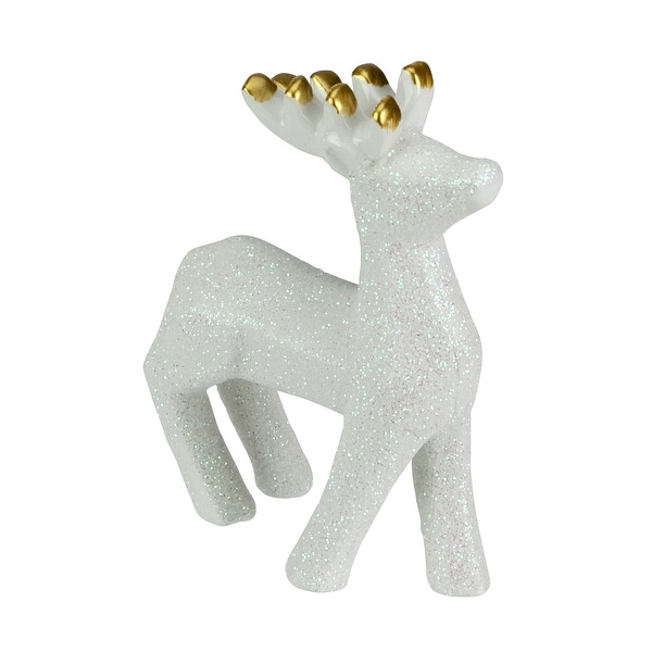 Iridescent Glitter Ceramic Reindeer Christmas Figure