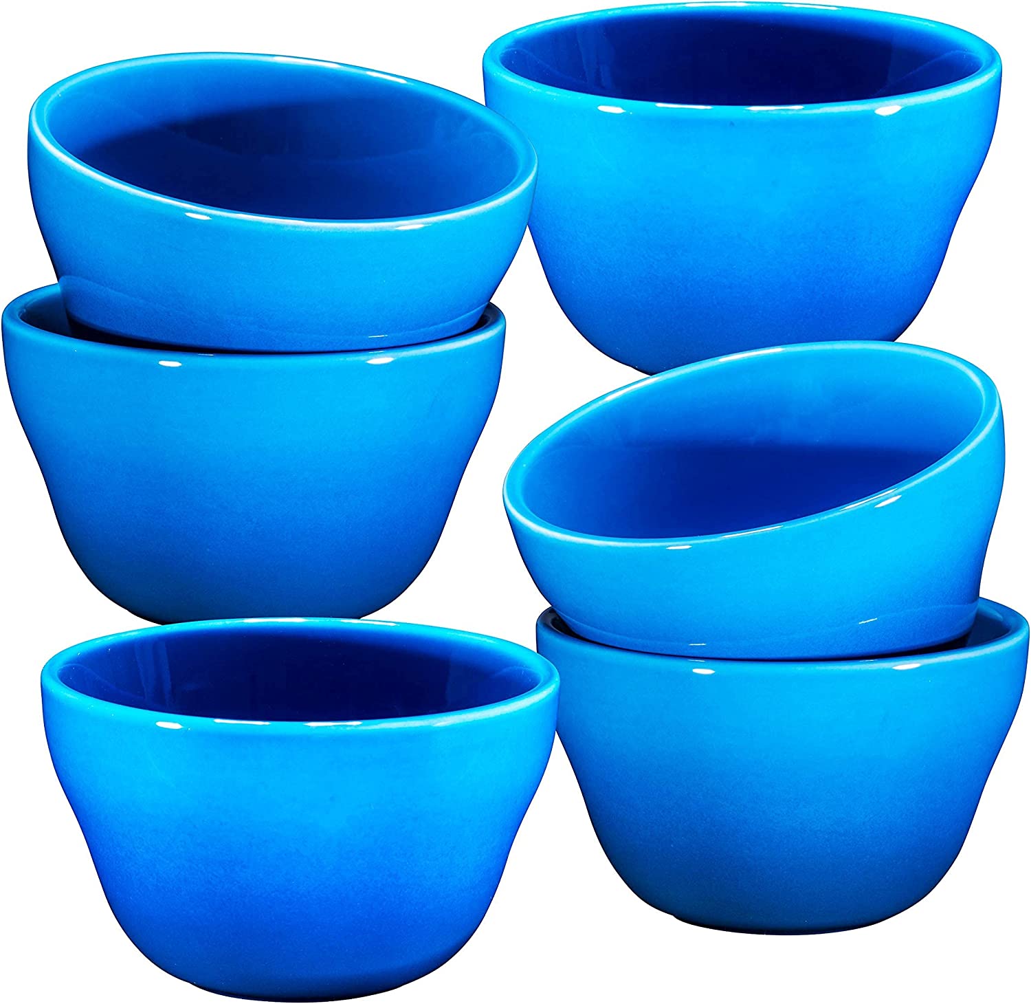 Bruntmor | Ceramic 8 Oz Dessert Bowls - Set Of 6 Gradient Blue