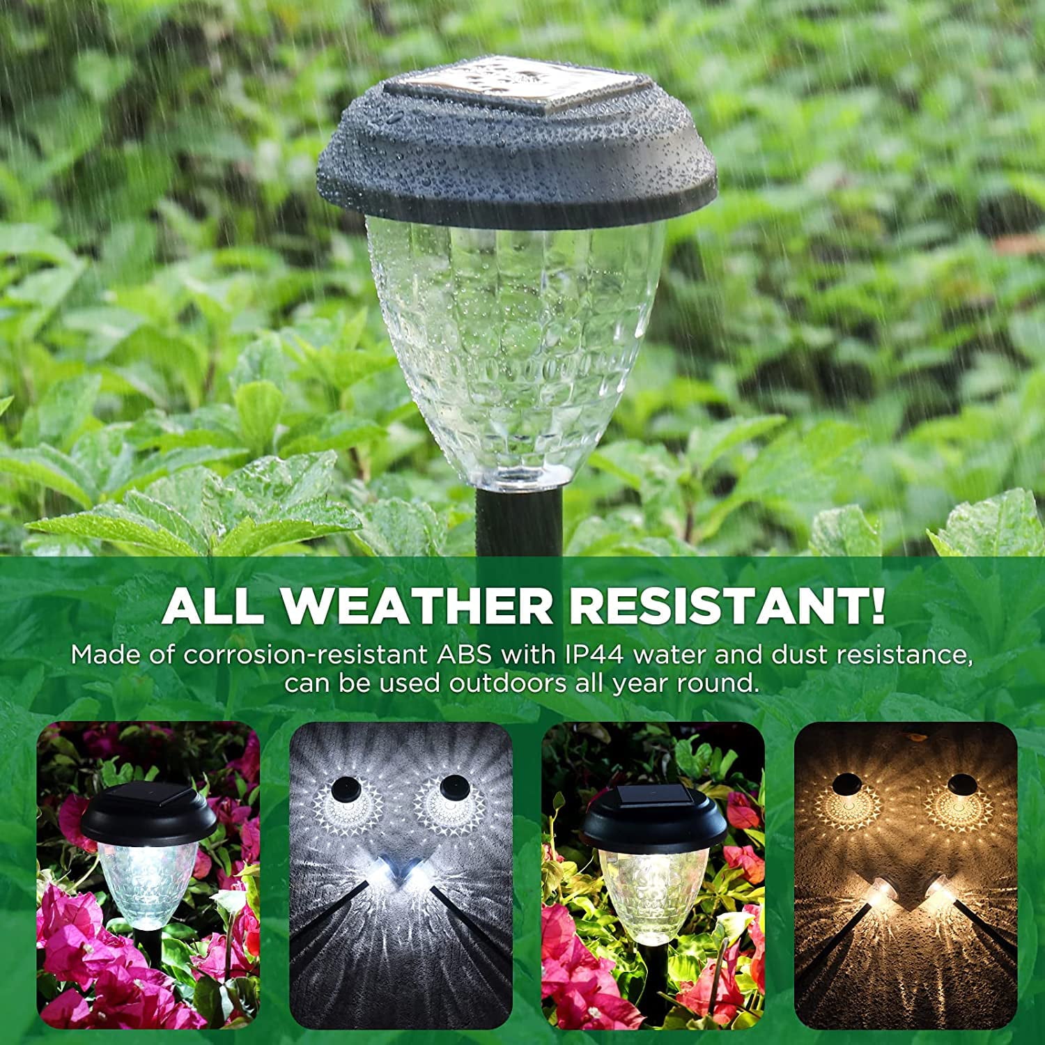 Luosen Super Bright Solar Lights Outdoor Waterproof 8 Pack， Up to 12 Hrs Solar Powered Outdoor Pathway Garden Lights Auto On/Off， LED Landscape Lighting Decorative for Walkway Patio Yard