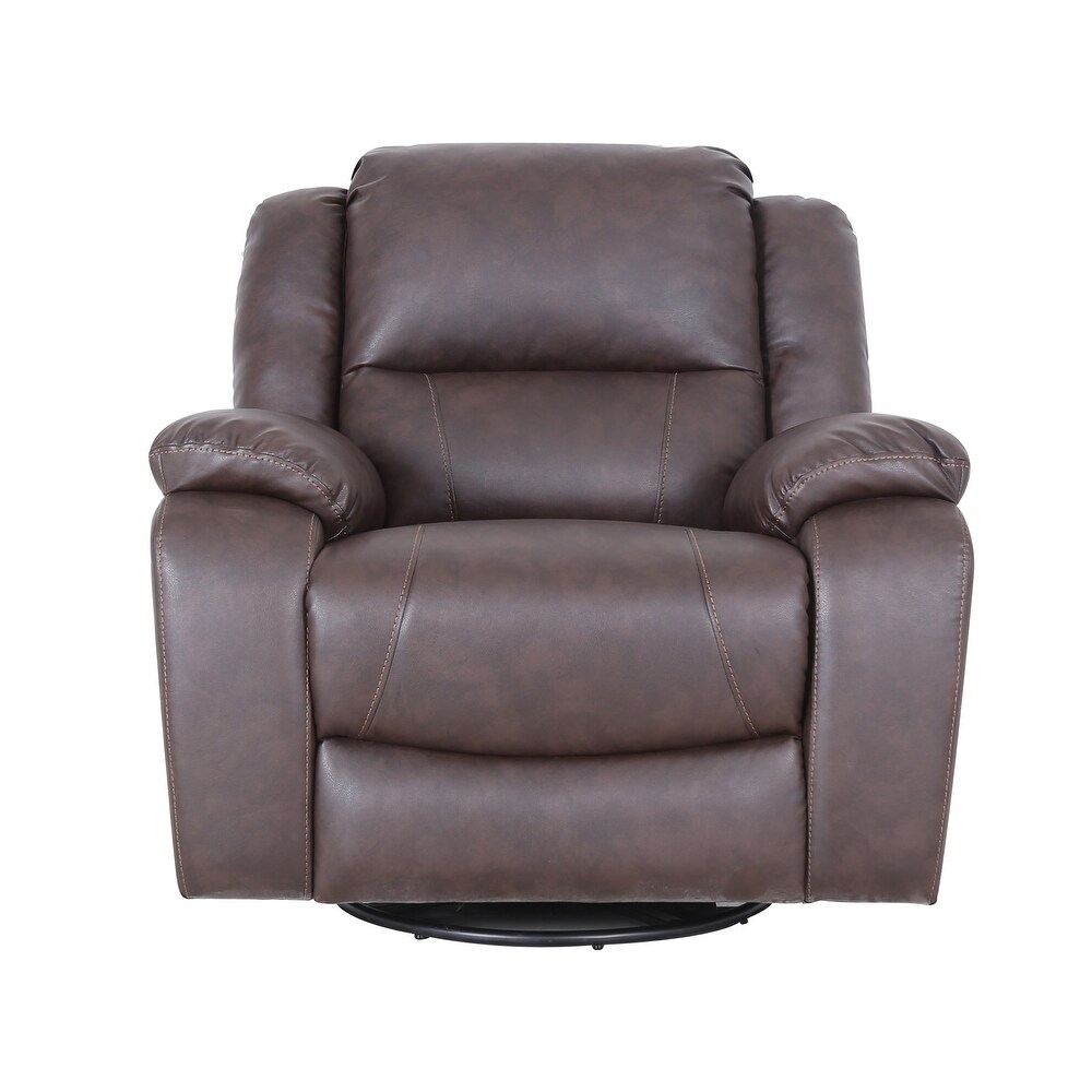 Malic Tufted Faux Leather Swivel Recliner by Christopher Knight Home