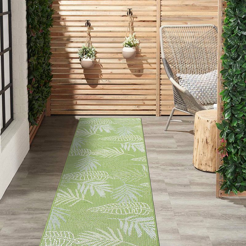 World Rug Gallery Contemporary Floral Leaves Indoor/Outdoor Waterproof Patio Area Rug