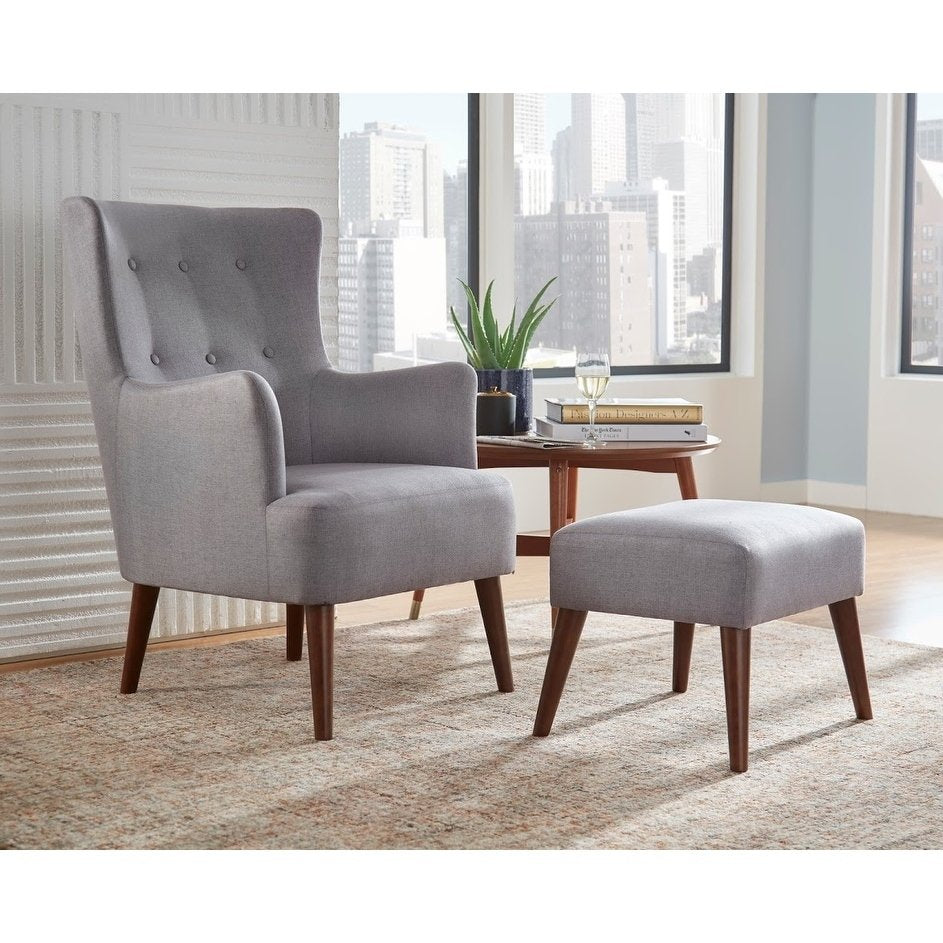 angelo:HOME Arm Chair & Ottoman Set - Jane (grey)