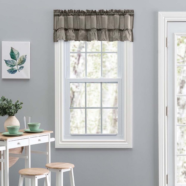 Rod Pocket High Quality Fabric Solid Color Window Ruffled Filler Valance 54 quot x13 quot Grey