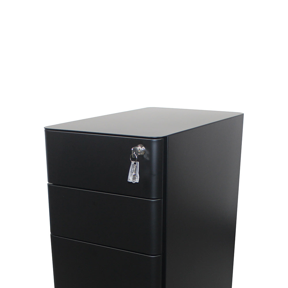 MARLO 3 Drawer Slim Mobile Cabinet - Black