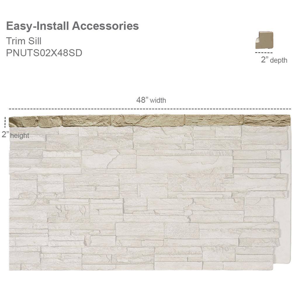 Ekena Millwork 2 in. x 48 in. Polyurethane Universal Trim Sill for StoneWall Faux Stone Siding Panels in Smokey Ridge PNUTS02X48SR