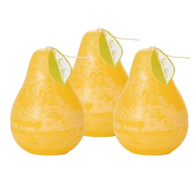 Pale Yellow Pear Candles Set Of 3