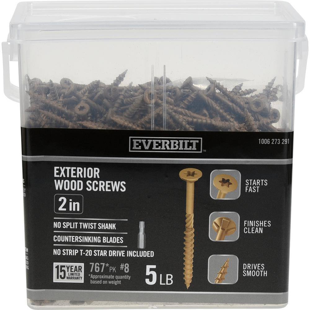 Everbilt #8 x 2 in. Star Drive Flat Head Exterior Wood Screws 5 lbs.-Box (767-Piece) 117353