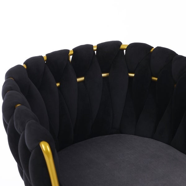 JASIWAY Velvet Accent Chair with Back Arm and Gold Metal Legs