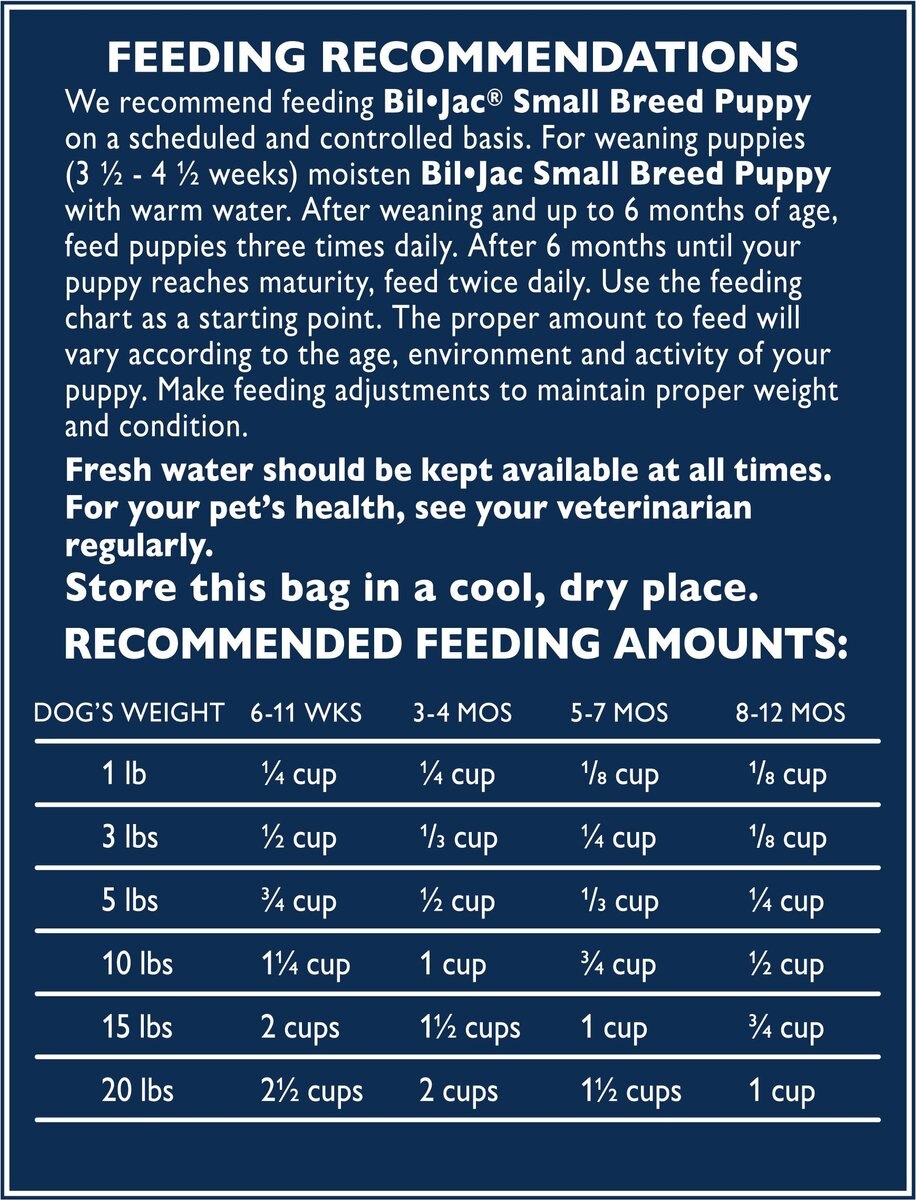 Bil-Jac Small Breed Puppy Chicken， Oatmeal and Yam Recipe Dry Dog Food