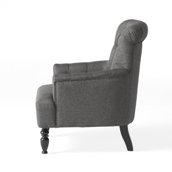 Bernstein Tufted Club Armchair w/ Rolled Backrest by Christopher Knight Home