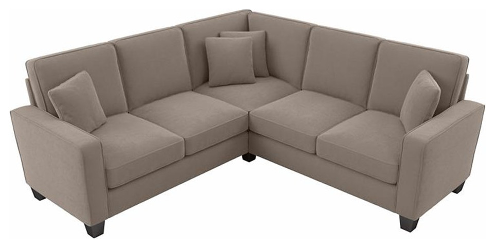 Stockton 87W L Shaped Sectional Couch in Chocolate Brown Microsuede   Transitional   Sectional Sofas   by Homesquare  Houzz