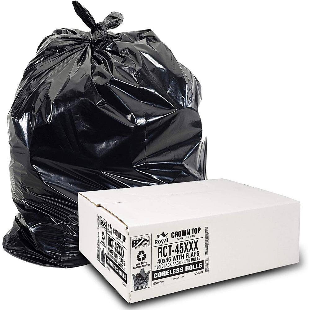 45 Gallon Black Low Density EZ Tie Closure Trash Bag (100-Count) RCT-45XXX