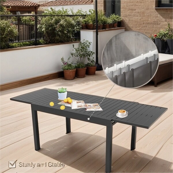 Patio Aluminum Extendable Dining Table with Adjustable Legs