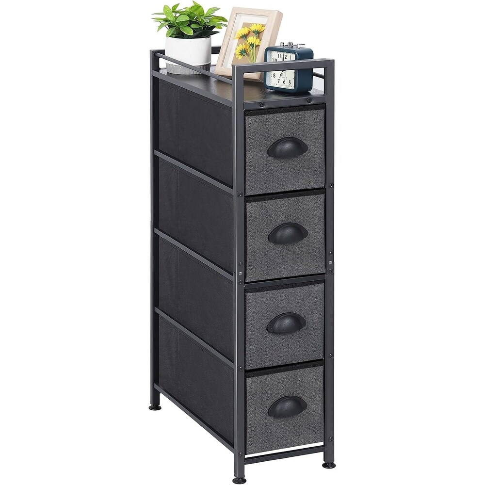 4 Drawers Slim Fabric Storage Cabinet Vertical Standing Storage Chest