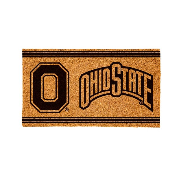 Evergreen Ohio State University Logo Turf Mat Brown 28 X 16 Inches Indoor Outdoor Doormat