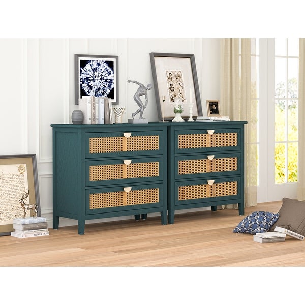 3 Drawer Natural rattan Cabinet - - 37925674