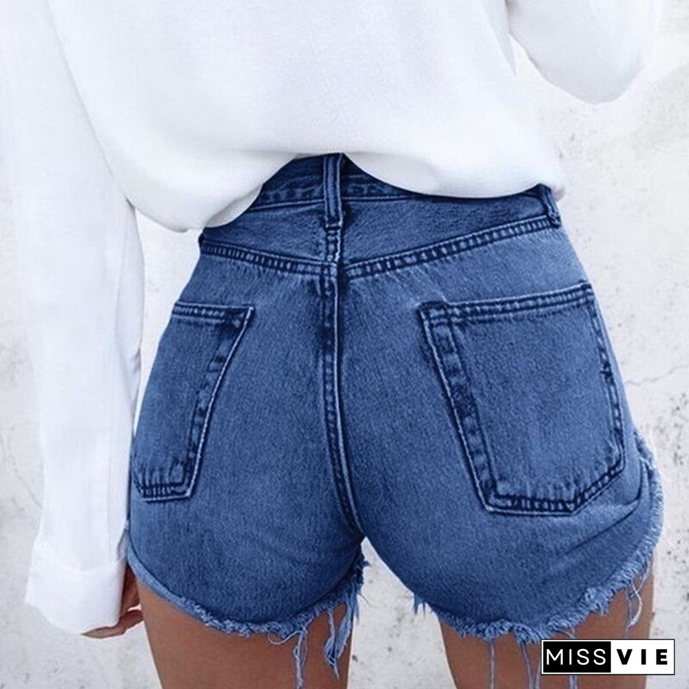 Summer Womens Fashion Hot Style Bodycon Ripped Denim Short Slim Fit Jean Short Pant