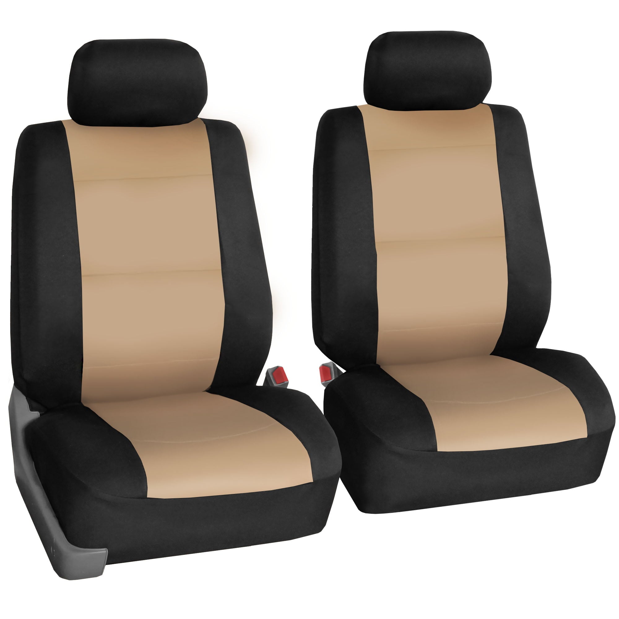 FH Group Neoprene 3 Row Car Seat Covers For SUV VAN TRUCK， Airbag Compatible Split Bench 8 Seaters， Beige Black