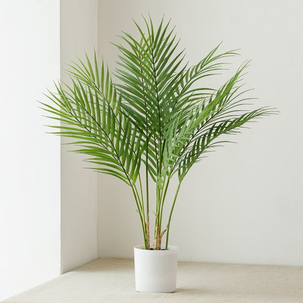 Artificial Palm Tree In Black Pot， Indoor Artificial Plant For Home Decor