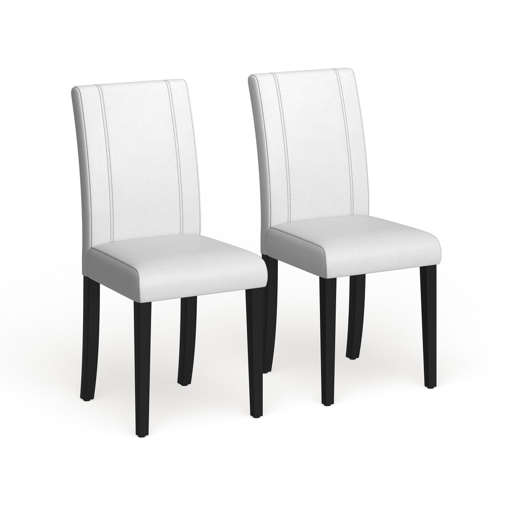 Roundhill Furniture Urban Style Solid Wood Leatherette Small Padded Parson Chairs (Set of 2)