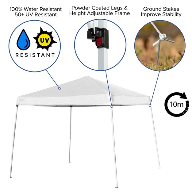 Flash Furniture 8 x27 x8 x27 Pop Up Event Canopy Tent With Carry Bag And Folding Bench Set Portable Tailgate Camping Event Set