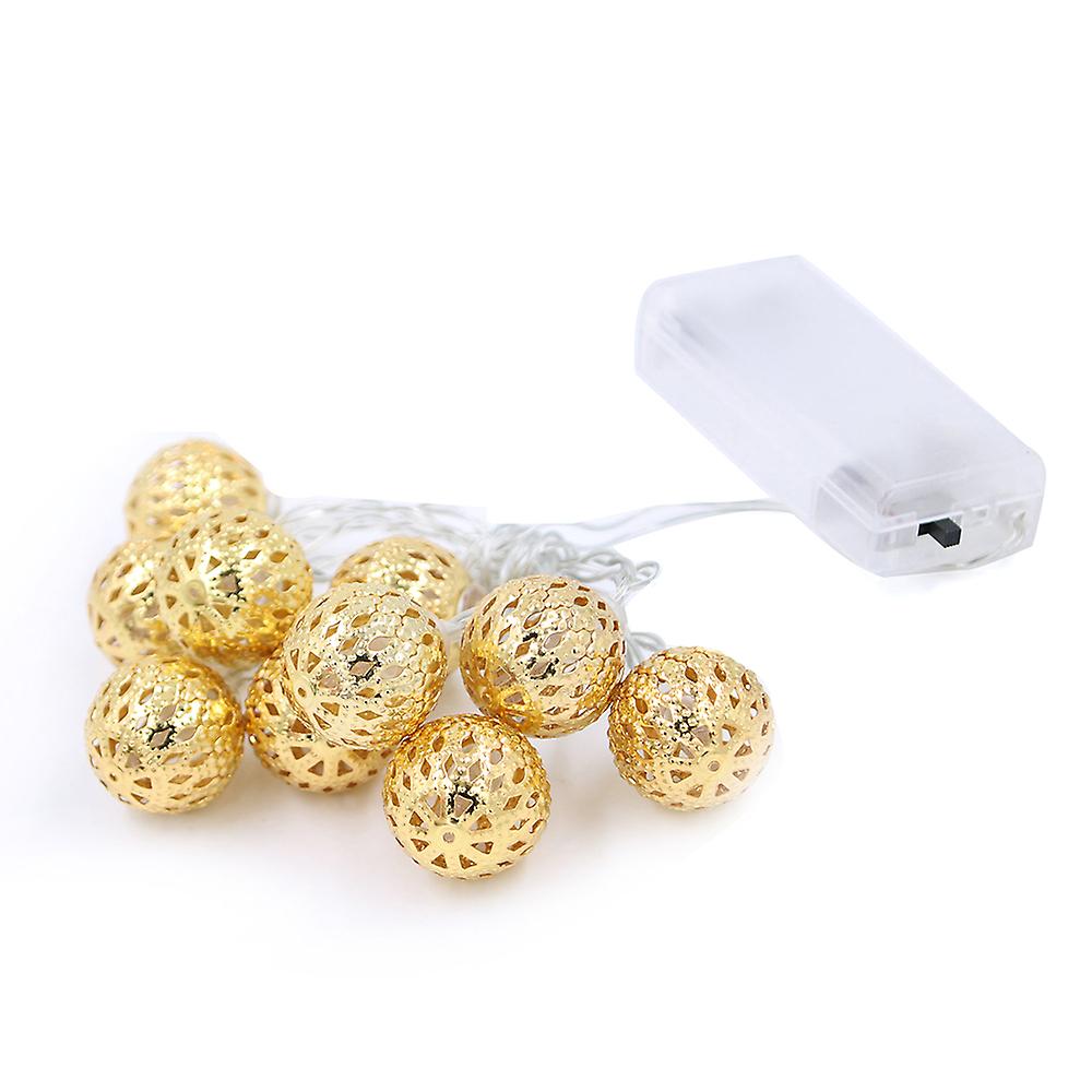 Decorative String Lights 10 Led Metal Ball Light For Christmas Holiday Party Home Garden Decoration Yellow